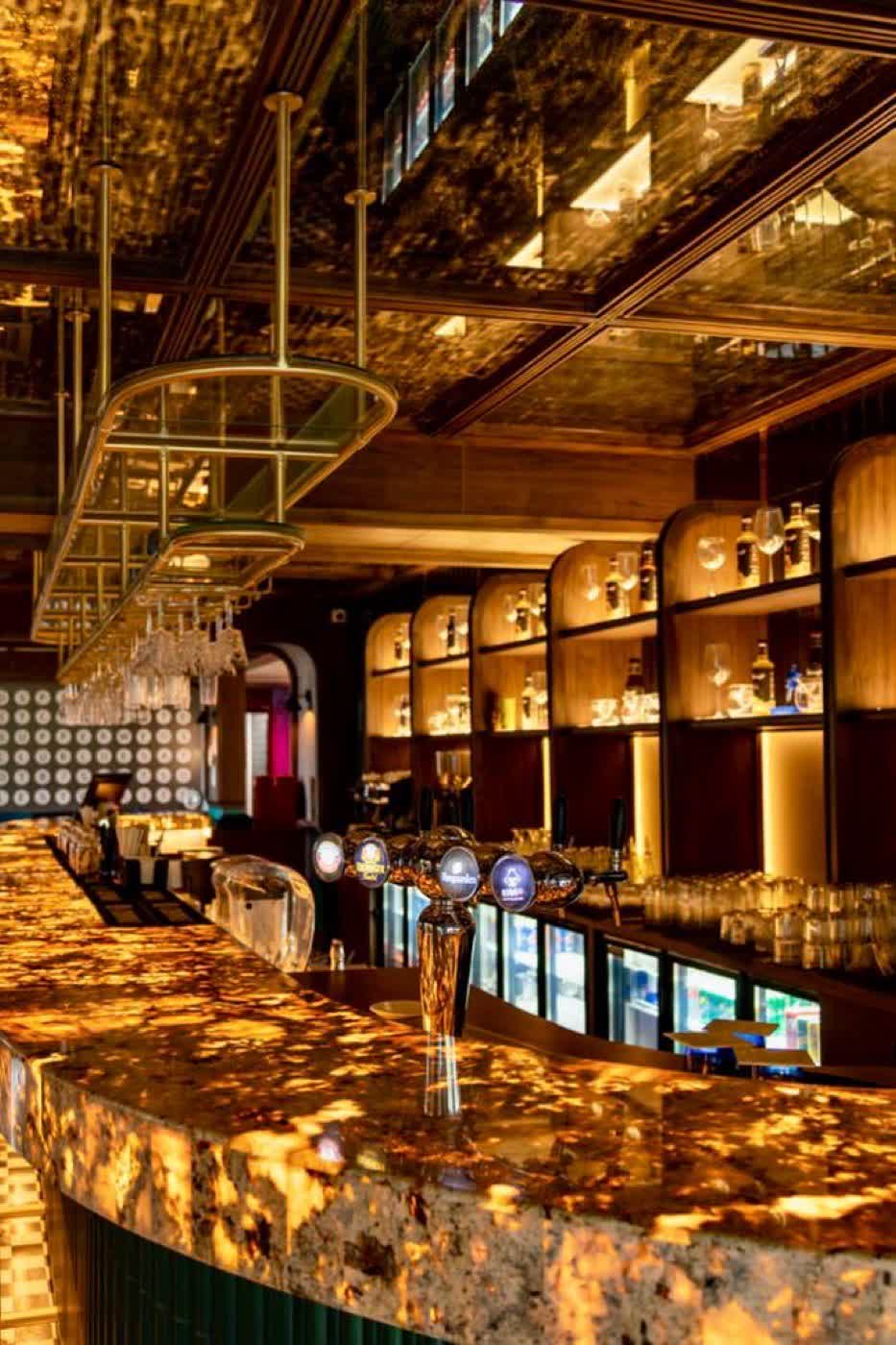 Onyx bar counter with beer taps
